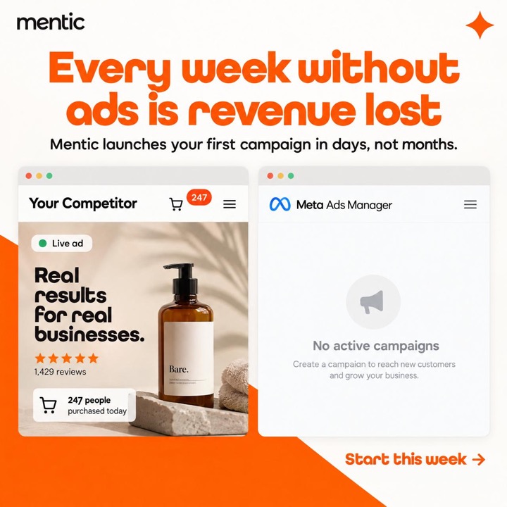 A Mentic ad set against a competitor
