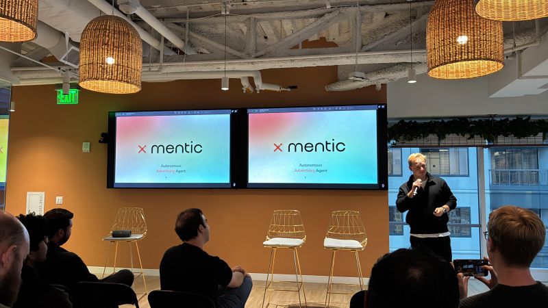 Mentic on the screens at Raisi x Carta Pitch Night