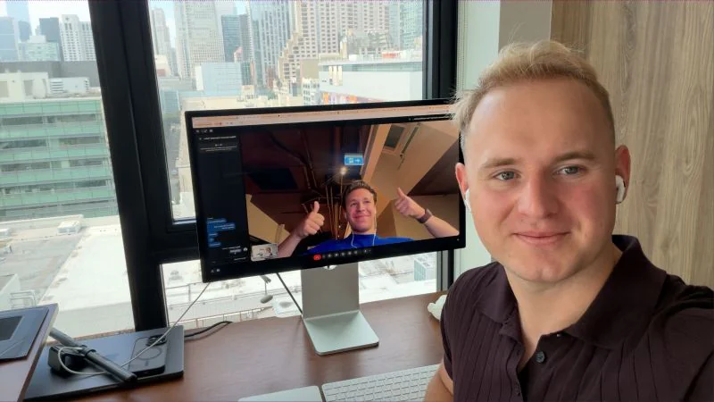 Maksymilian Rechnio on a video call at Mentic HQ